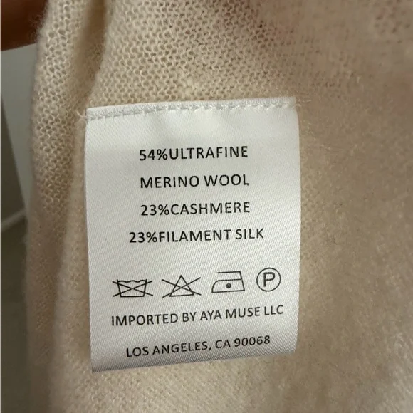 NEW Aya Muse Aura Ivory Cream Silk Wool Cashmere Sleeveless Dress Large - Picture 9 of 15